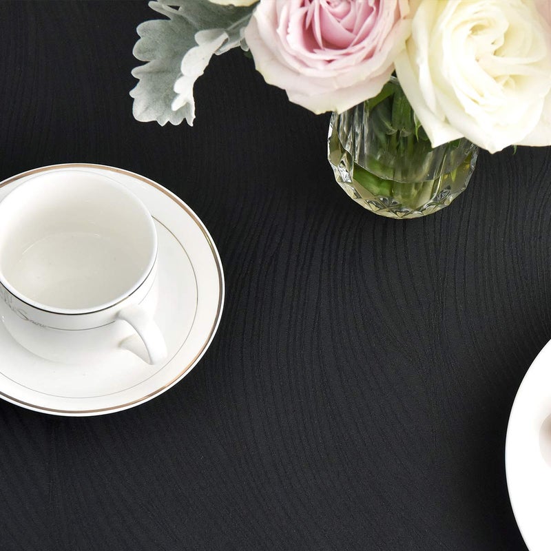 maxmill Round Jacquard Tablecloths Swirl Pattern Spillproof Wrinkle Free Heavy Weight Soft Table Cloth for Circular Table Cover of Buffet Banquet Parties Holiday Dinner Round 90 Inch Black - Image 4